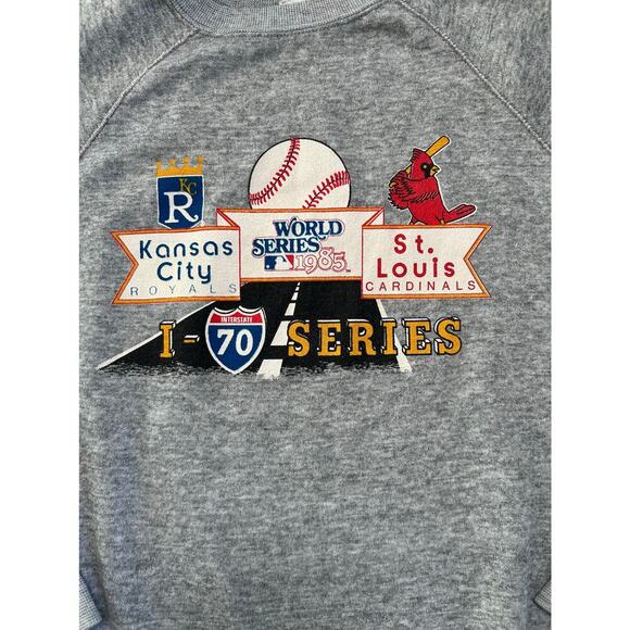 Vintage MLB 1985 World Series I-70s Royals Cardinals Crewneck Sweatshirt Gray XL - Picture 6 of 10